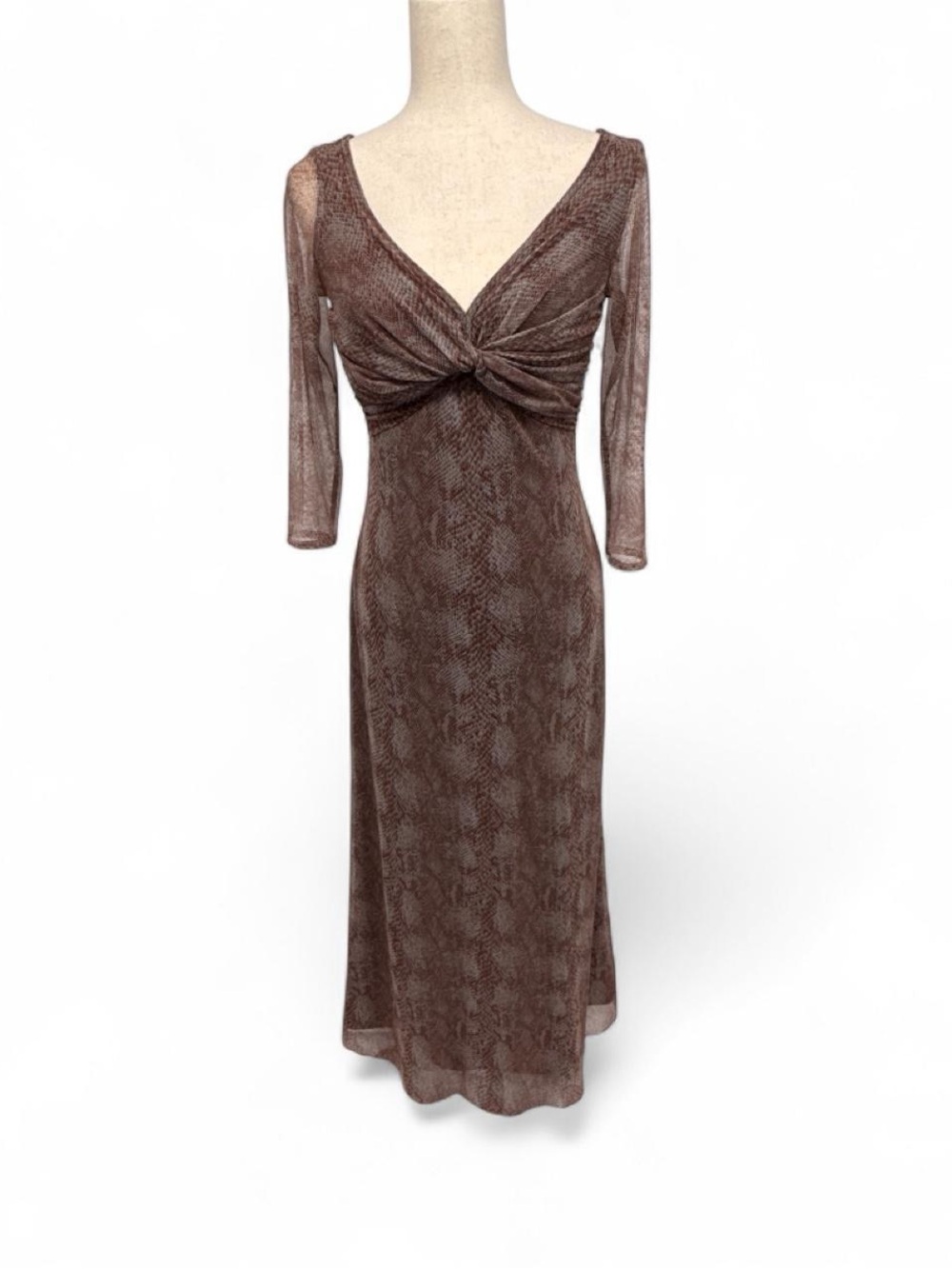 Vintage Brown multi snake print maxi dress size xs/s